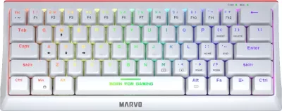 Tastierë mekanike gaming Marvo KG962G Hecate 61R (60%, 61 taste), USB-C, rainbow backlight, e bardhë