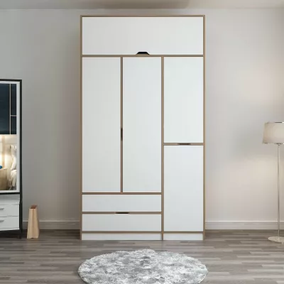 Dollap rrobash Skye Decor, Elina, bardhë-dore, 140x253x52cm