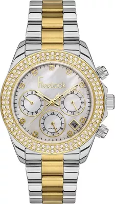 Freelook Sport Style Quartz Two Tone Color Band White Dial Women