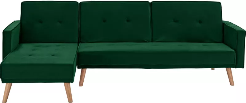 Divan qoshe i kthyeshëm me shtrat TALIA FH3153.03 kadife jeshile 267x153x85 cm