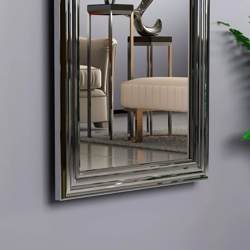 Pasqyrë me kornizë argjendi, Hanah Home, Smooth, 40x105cm