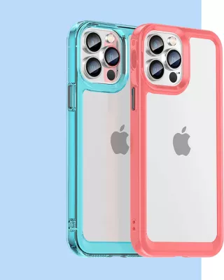 Mbështjellës Hurtel Outer Space Case për iPhone 13 Pro Max, hard cover me kornizë xheli, kaltër