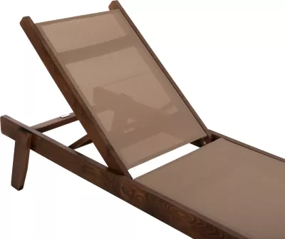 Shezlong profesional për plazh, dru fagu, ngjyrë arre dhe tekstileni mocha, FH10356.06, 200x61-66x31-91H cm