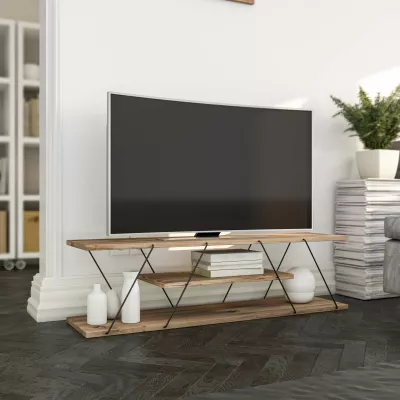 Komodë televizori Hanah Home, Canaz v2, e zezë, arrë