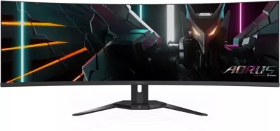 Monitor i lakuar GIGABYTE AORUS CO49DQ 49\" OLED DQHD 5120x1440 144Hz 0.03ms me altoparlantë, i zi
