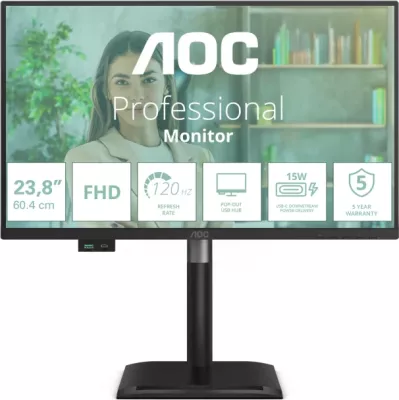 Monitor AOC 24P4U 23.8\" IPS FHD 120Hz, USB-C/USB hub, i zi