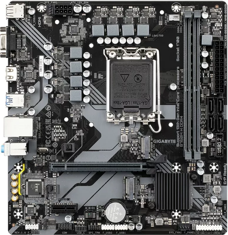 Pllakë amë Gigabyte B760M H DDR4, Intel Core 14th Gen, 64 GB, LGA 1700