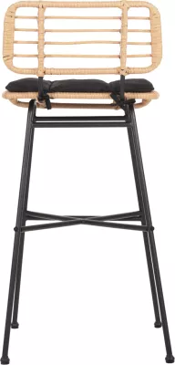 Karrige për bar me vend të lartë ALLEGRA FH5708.11 metalike & jastëk në ngjyrë të zezë-bezhë, 48x49x99,5H cm