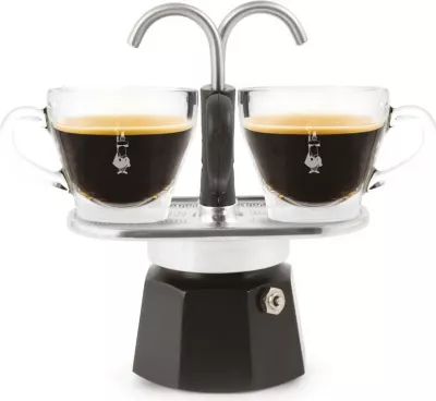 Moka pot Bialetti MINI EXPRESS 2TZ, 2 filxhanë, alumini, e zezë