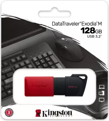 USB Kingston DataTraveler Exodia M, 128GB, USB3.2, zi + kuqe