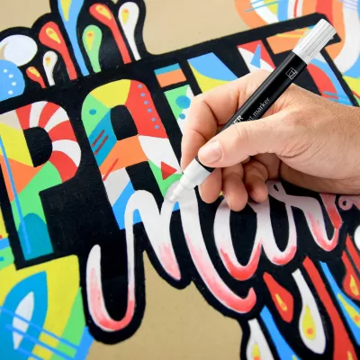 Marker STAEDTLER Lumocolor 349 C4, bullet tip, i bardhë/zi
