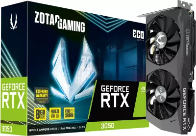 Kartelë grafike Zotac GeForce RTX 3050 Eco, 8GB GDDR6, PCI Express x8, e zezë