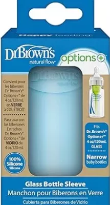 Veshje Silikoni për Shishe Qelqi Dr. Brown’s 120 ml, blu