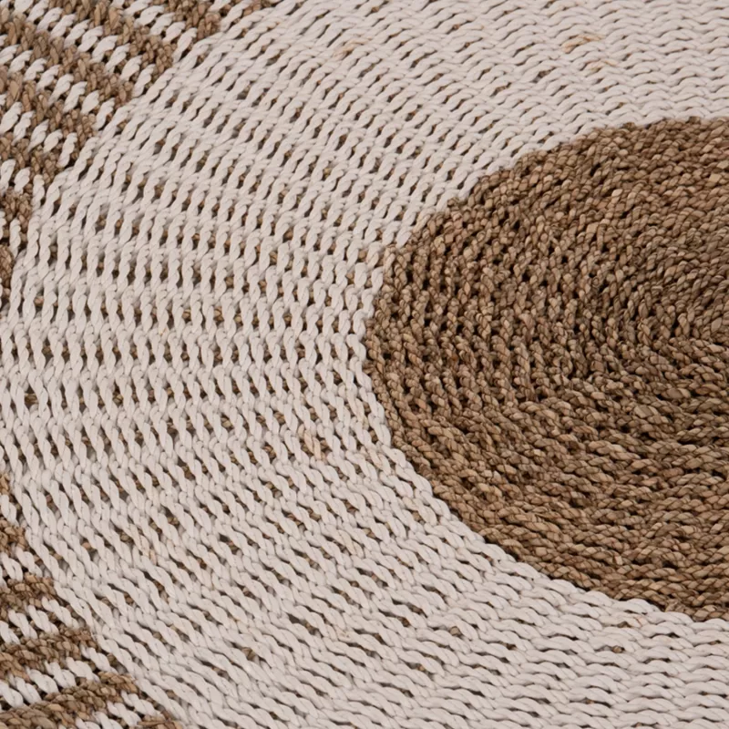 Tapet i rrumbullakët KIRKI, fibra natyrale bar deti, ngjyrë bardhë-natyrale, Φ120 cm