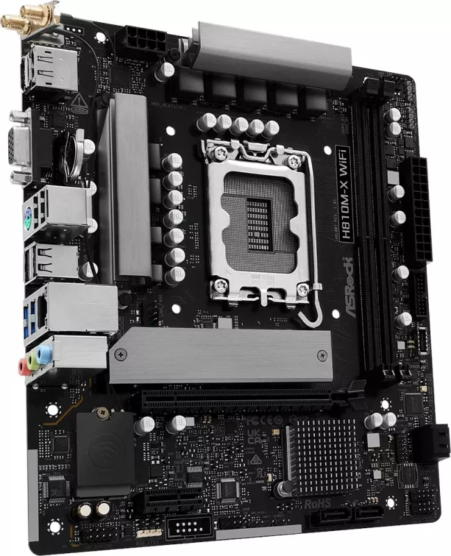 Pllakë amë ASRock H810M-X WIFI, micro ATX, Socket 1851, Wi-Fi, e zezë