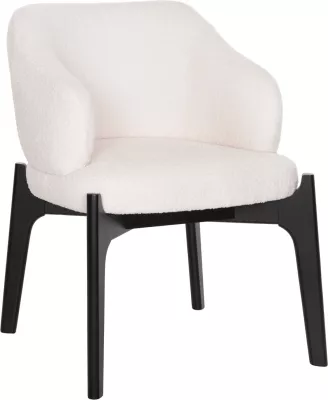 Karrige për ngrënie ABAI FH9971.02 dru gome ngjyrë e zezë-stof boucle ngjyrë ecru 65x63x79Hcm., set prej 2 copash