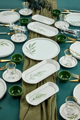 Set mëngjesi 23 pjesësh, Hermia Concept, Botanic 23KH, ngjyrë e gjelbër