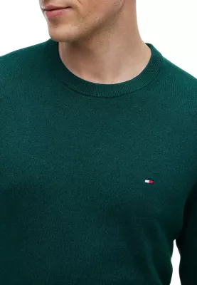 Xhemper për meshkuj Tommy Hilfiger PIMA ORG CTN CASHMERE MW0MW28046, i gjelbër i errët [Madhësia: M]