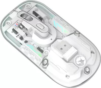 Maus Marvo M808W Prism 20W wireless, 2.4GHz/Bluetooth, RGB, bateri 400mAh, transparent
