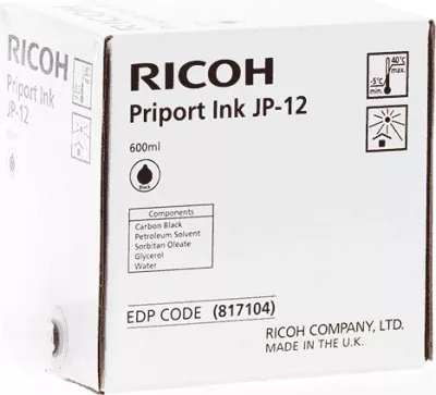 Bojë printeri, Ricoh, Priport JP-12 (817104), 600 ml, zezë, set 5-pack