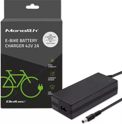 Karikues Qoltec 50760 për bateri e-bike, i zi