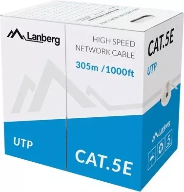 Kabllo rrjeti Lanberg UTP, 100MB/S, 305m, CCA, e zezë