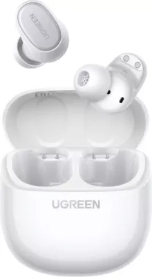Kufje UGREEN Dots 75627 TWS Bluetooth 6.0, 10mm, ENC, 32h, IPX5, set me kuti karikimi, të bardha