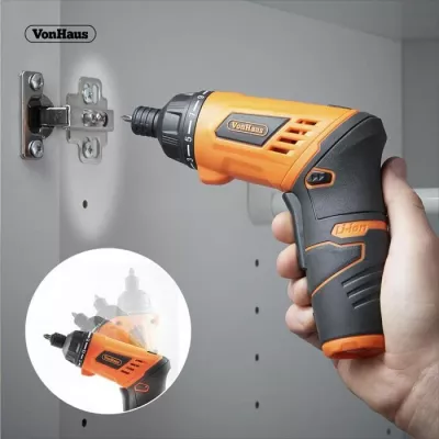 Set veglash dore dhe kaçavidash VONHAUS 3500027, 94 copë, kaçavidë elektrike Li-ion 3.6V, me çantë veglash, gri/portokalli