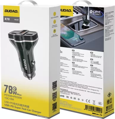 Karikues veture Dudao R78, 78W, 2xUSB-A QC, USB-C PD, i zi