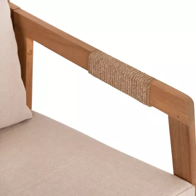 Set lounge për jashtë, 4 pjesë, dru akacie, litar, material poliestër, bezhë, SAVANNA FH6442