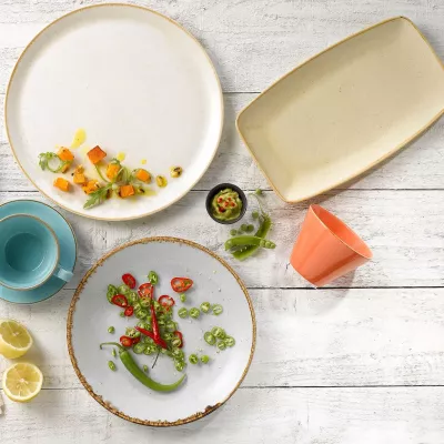 Pjatë servirjeje ovale Porland Seasons Ashen 320x200 mm porcelan, gri e çelët, set 6 copë