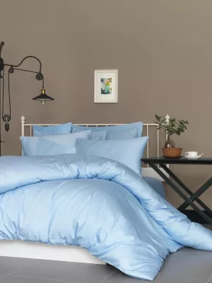 Set mbulesë jorgan për krevat super king, saten, ngjyrë e kaltër, L'Essentiel Linge de Maison
