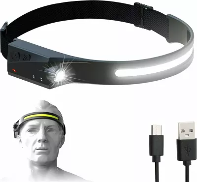 Llambë koke LED Hurtel WLCHL03 me sensor lëvizjeje, 1200 mAh, USB-C, e zezë