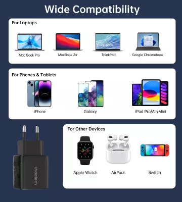 Karikues muri Choetech PD6051, 35W, 2x USB-C, me ekran, zi