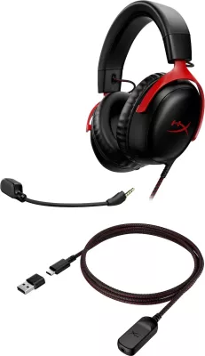 Kufje gaming HyperX Cloud III, drejtues 53 mm, mikrofon anulim zhurme 10 mm, shumëplatformëshe, Black-Red