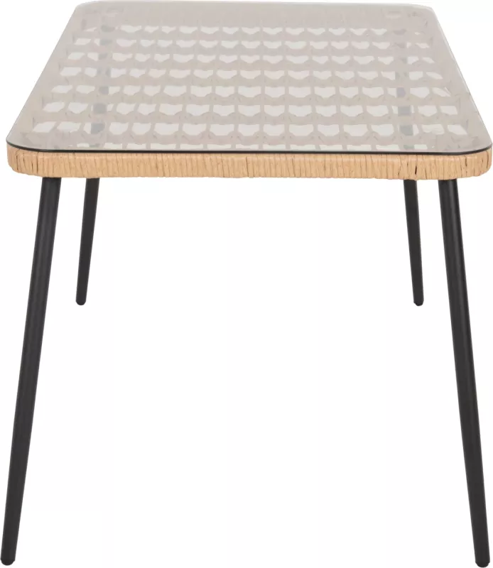 Tavolinë drejtkëndore për ngrënie, ALLEGRA, FH5537.11, metal i zi, ratan natyral, 139,5x79,5x73H cm