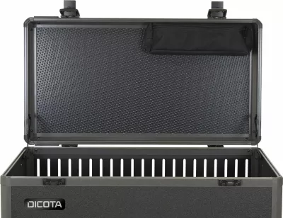 Karrocë menaxhimi dhe karikimi DICOTA, Charging Trolley, 14 laptopë, alumini, e zezë