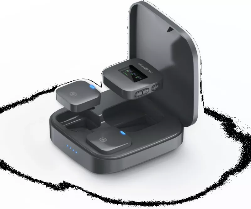 Mikrofon wireless Plusonic PS-TDS8, USB Type C/Lightning/3,5mm, ngjyrë gri