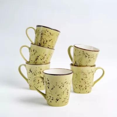 Kanarçe qumështi Fine Dine 85 ml porcelan i vitrikuar, e gjelbër, set 6 copë