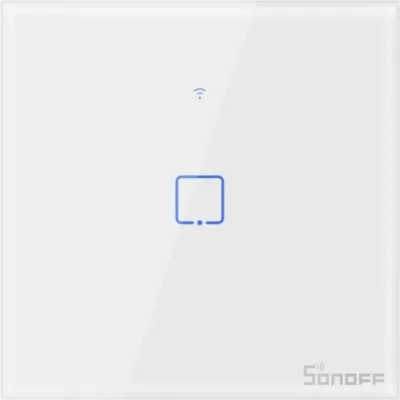 Switch i mençur muror Wi‑Fi + RF433, SONOFF T1EU1C-TX, 1-kanal (EU), i bardhë