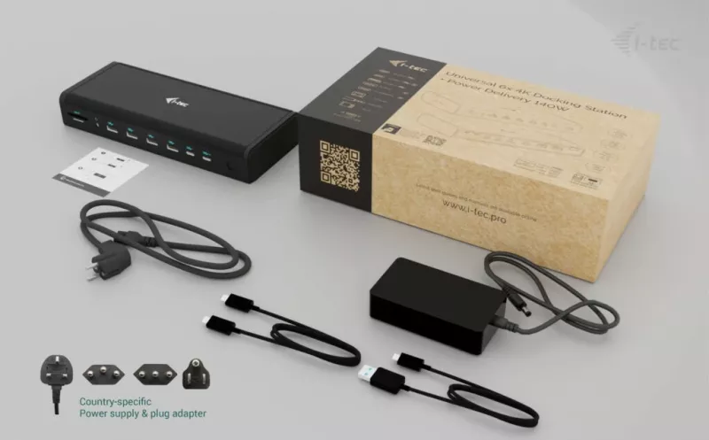 Docking station I-Tec Universal 6x 4K/60Hz, USB-C, 140W, e zezë