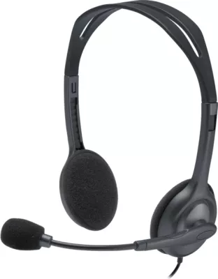 Kufje stereo me mikrofon Logitech H111 (MPN 981-000593), 3.5mm, kabllo 2.35m, të zeza