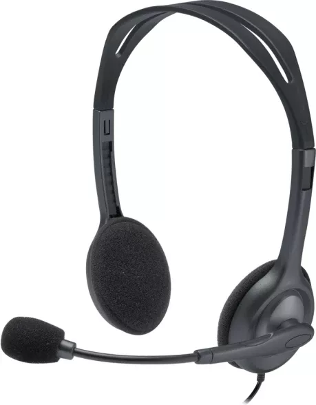 Kufje stereo me mikrofon Logitech H111 (MPN 981-000593), 3.5mm, kabllo 2.35m, të zeza