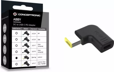 Adapter Conceptronic USB-C PD100W në Lenovo/Universal 5.5x2.5mm, 18-20V, i zi