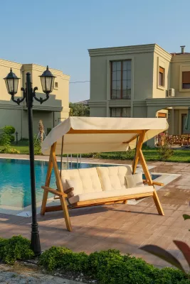 Karrige lëkundëse treshe për kopsht, ngjyrë bezhë, Skye Decor Lyon 2400