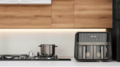 Fritezë me ajër të nxehtë AIWA FUTAGO AFR-9000 9L (2x4.5L) 2400W, e zezë/inox