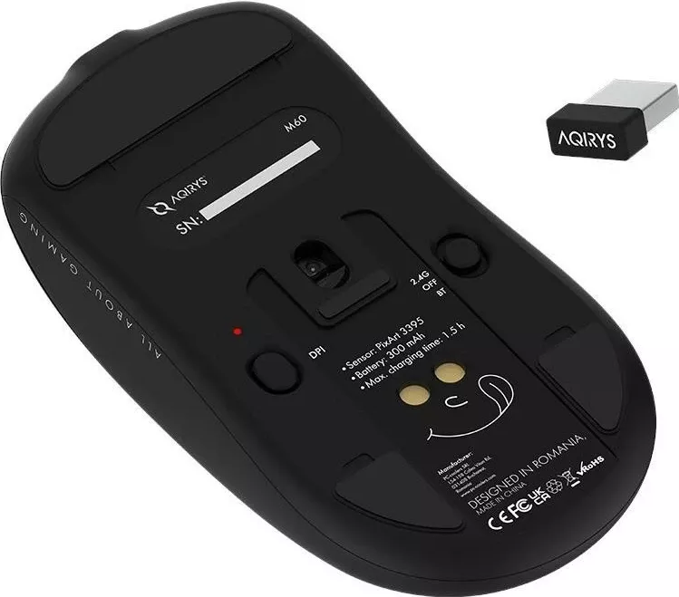 Maus gaming Aqirys M60, RGB, Bluetooth, USB, i zi