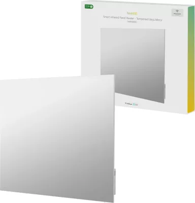 Panel ngrohës smart Hombli, 400W, xham, pasqyrë, i bardhë