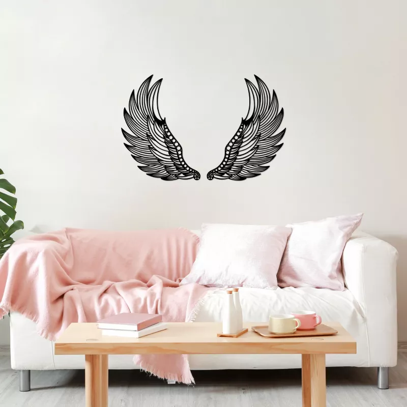 Aksesor muri dekorativ prej metali, krahë engjëlli, Wallity, 48x65cm (2 copë)