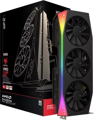 Kartë grafike XFX Mercury AMD Radeon RX 9070 XT OC Gaming Edition 16GB GDDR6 RGB HDMI 3xDP, e zezë